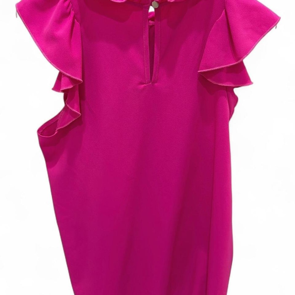 Entro Hot Pink Ruffle Sleeve Blouse Size M - Picture 4 of 6